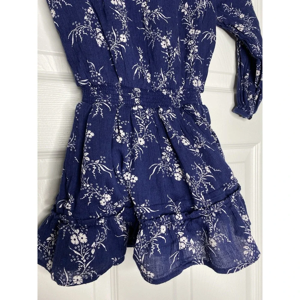 Polo Ralph Lauren Youth‎ Girls Long Sleeve Dress Blue Floral 4